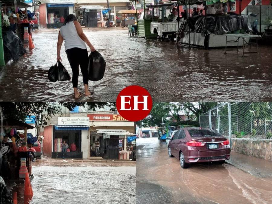 Carros atrapados y calles inundadas, caos en colonia Kennedy tras lluvias