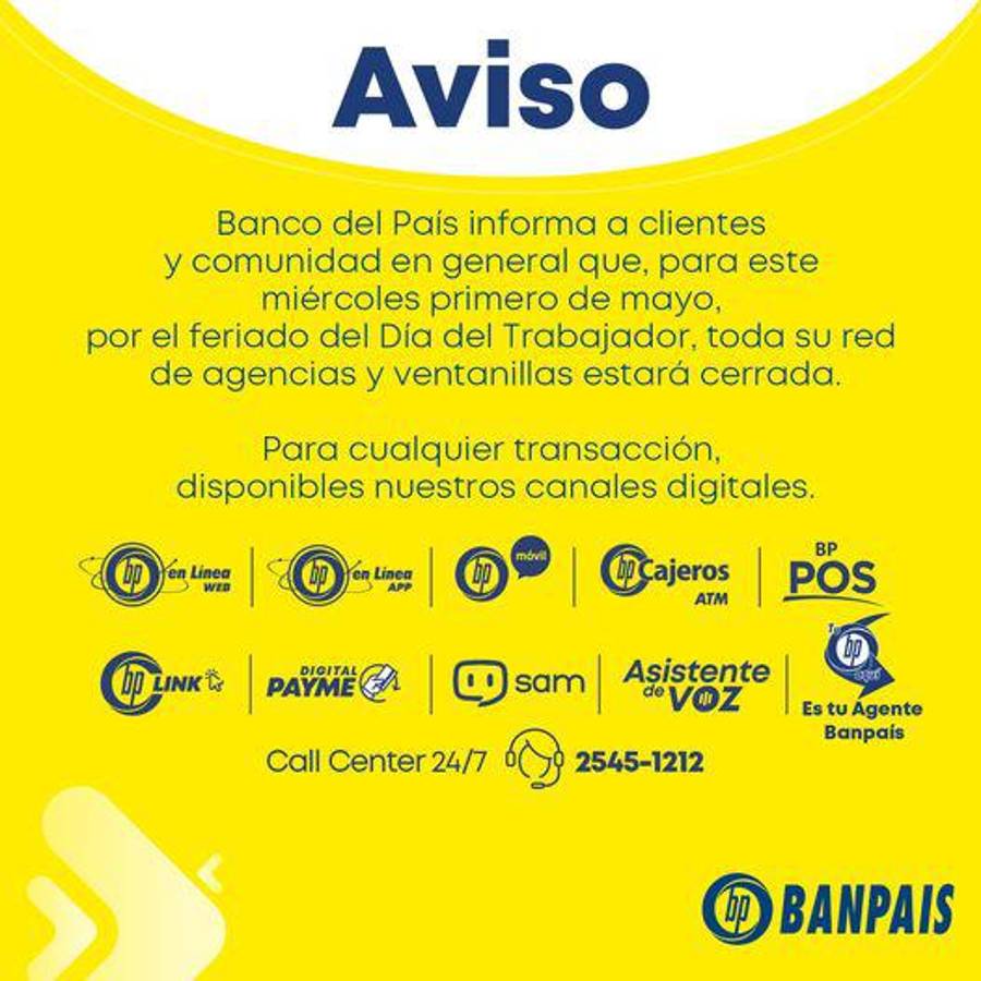 ¿Cuál será el horario de atención en los bancos el Día del Trabajador en Honduras?