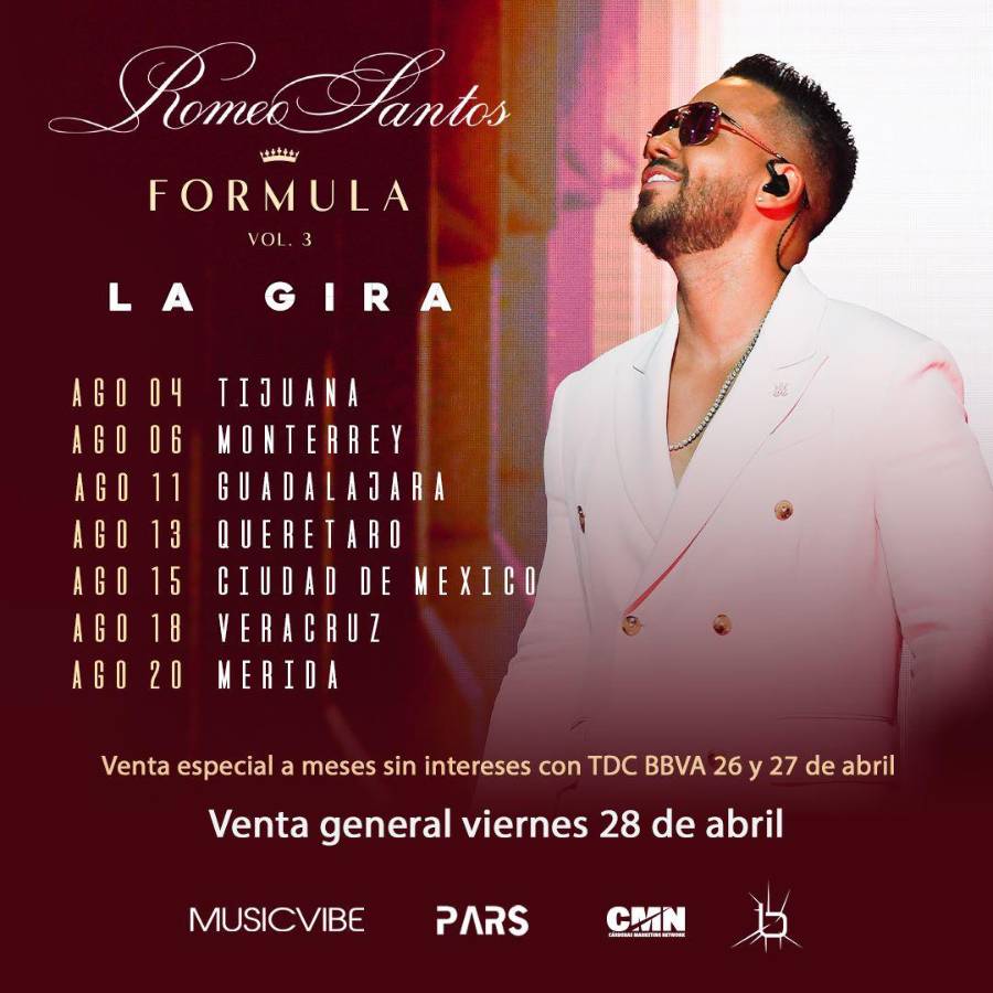 Romeo Santos en México: ¿Cuáles son las fechas y los siete estados donde cantará el “Rey de la Bachata”?