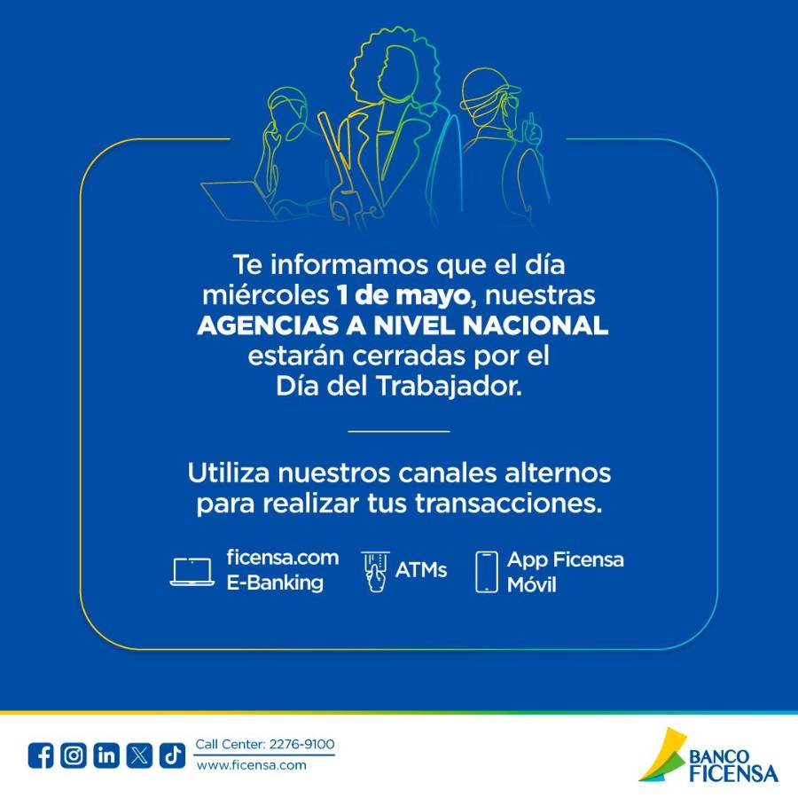 ¿Cuál será el horario de atención en los bancos el Día del Trabajador en Honduras?