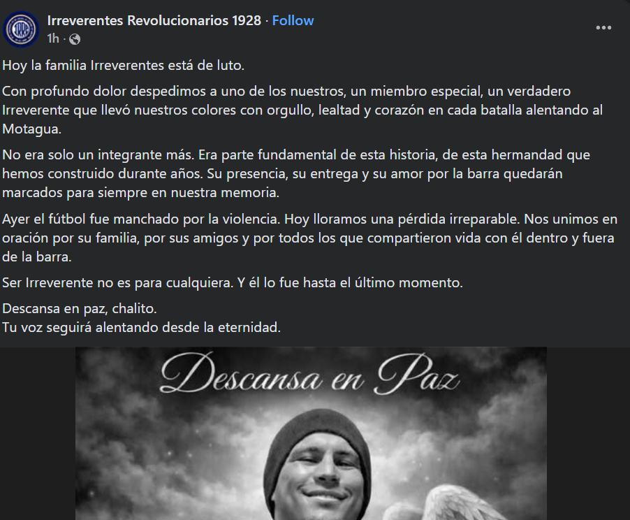 Asesinan a miembro de la barra del Motagua tras el clásico ante Marathón: Así ocurrió el hecho