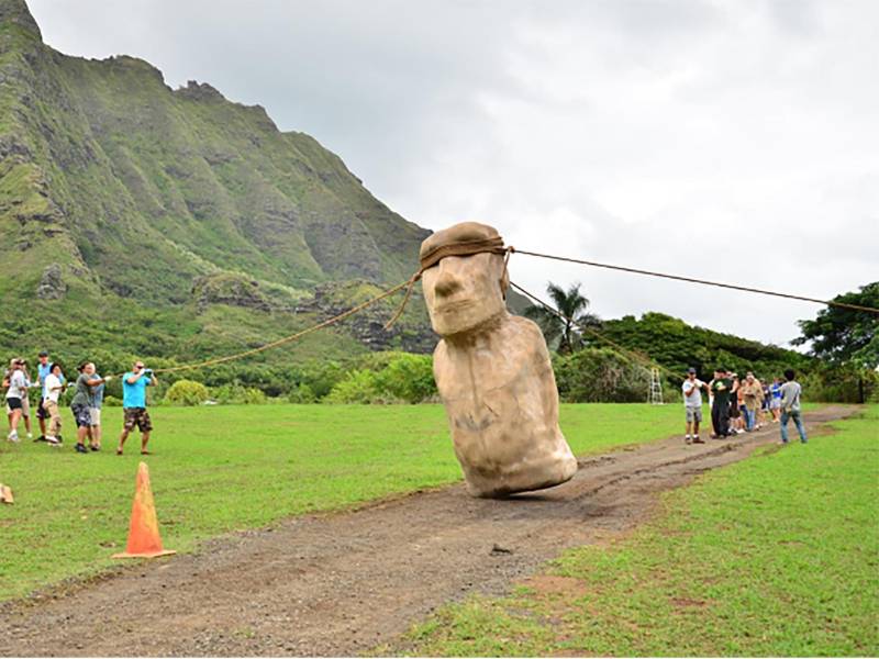 En el 2011, un equipo de 18 personas realizó una demostración de cómo se podían mover los antiguos moáis.
