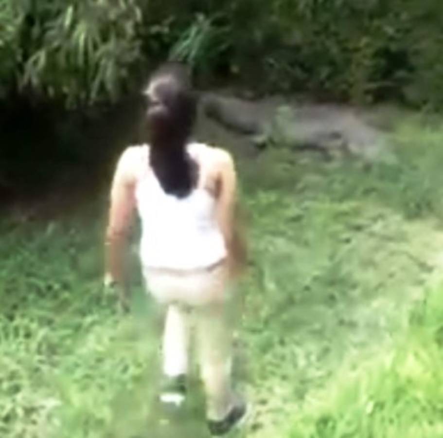 Niña desafía cocodrilo