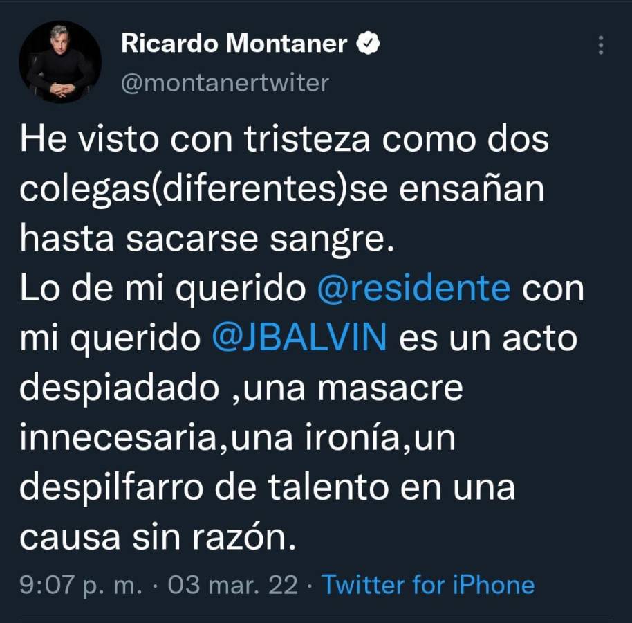 Montaner llama “masacre innecesaria” a canción de Residente contra J Balvin