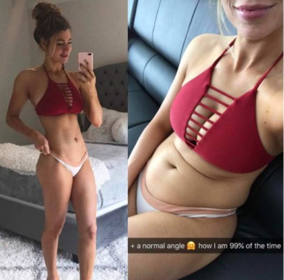 Anna Victoria muestra una comparativa entre su cuerpo retratado desde un ángulo perfecto y su cuerpo durante el resto del día. Foto Instagram