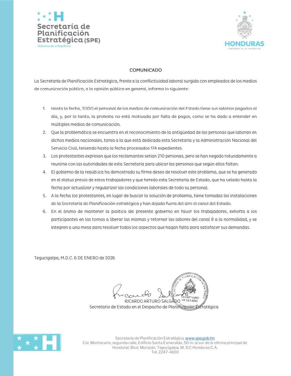 Planificación Estratégica afirma que los salarios están al día en todos los medios estatales