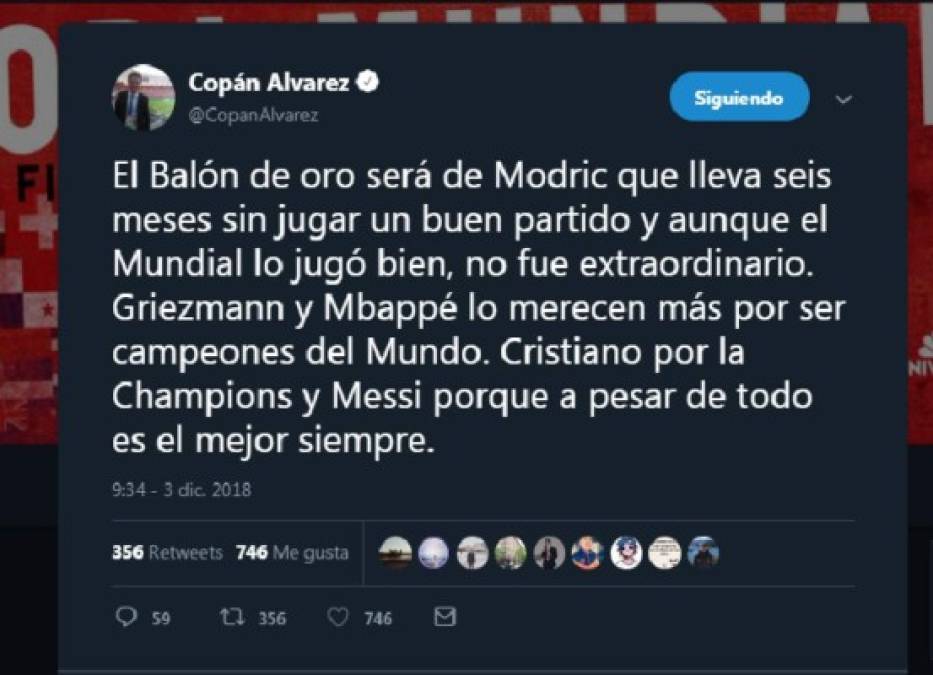 Reacciones en Twitter tras el nombramiento de Luka Modric como Balón de Oro