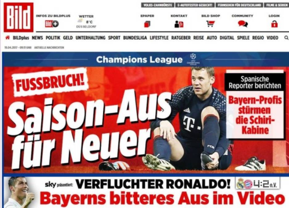 Prensa alemana maldice a Cristiano Ronaldo tras eliminación del Bayer Múnich en Champions League