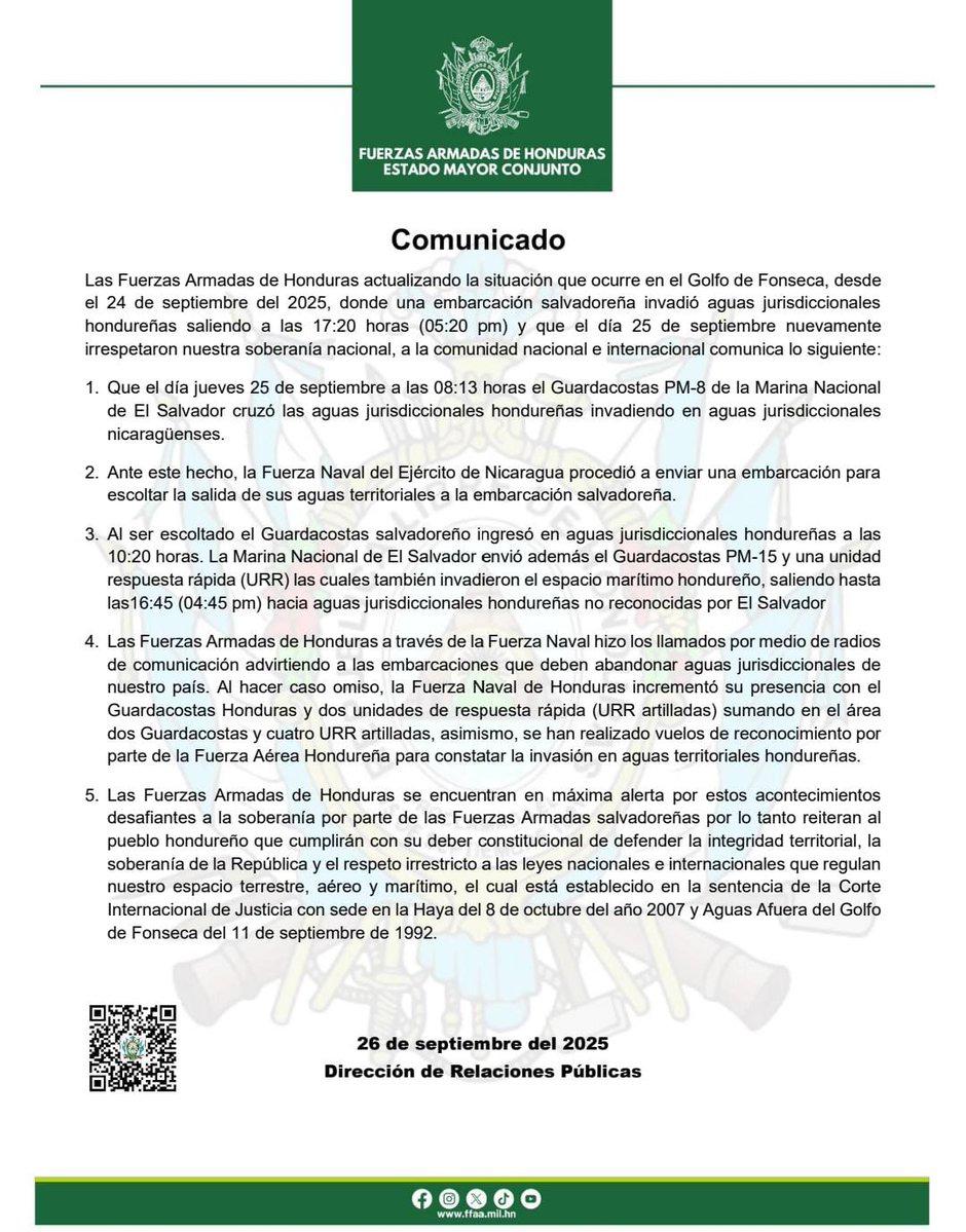Las FF AA denuncian nuevas incursiones de embarcaciones salvadoreñas en el Golfo de Fonseca