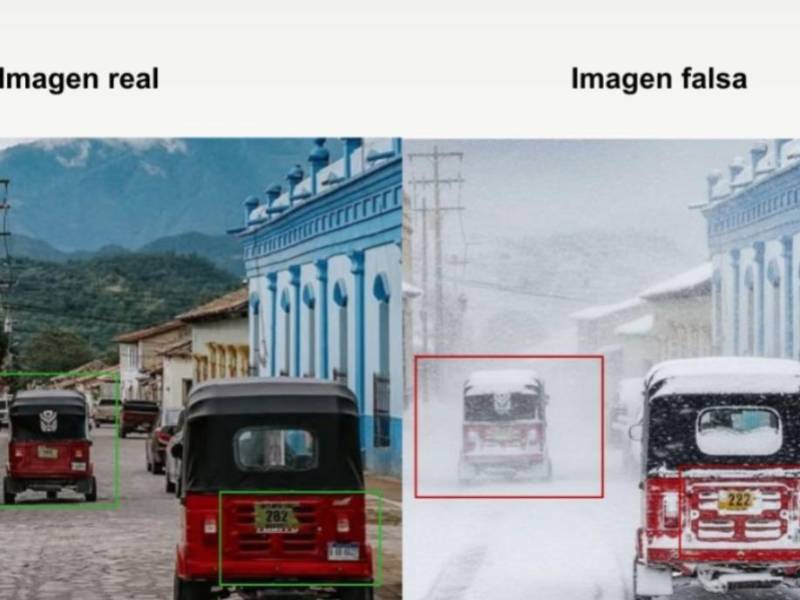 Las imágenes de una nevada en Gracias, Lempiras, es de IA