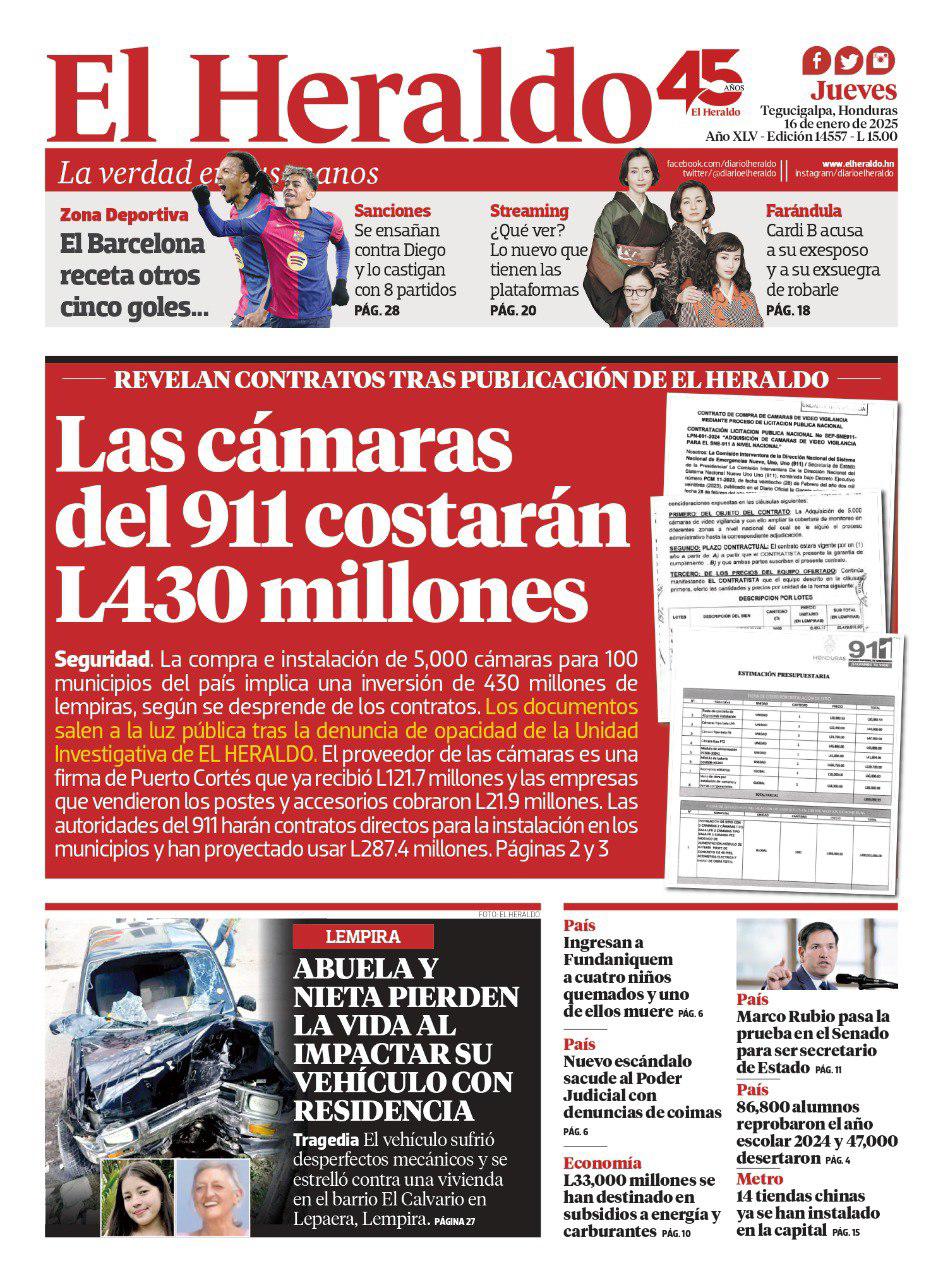 Portada de EL HERALDO del 16 de enero de 2024.