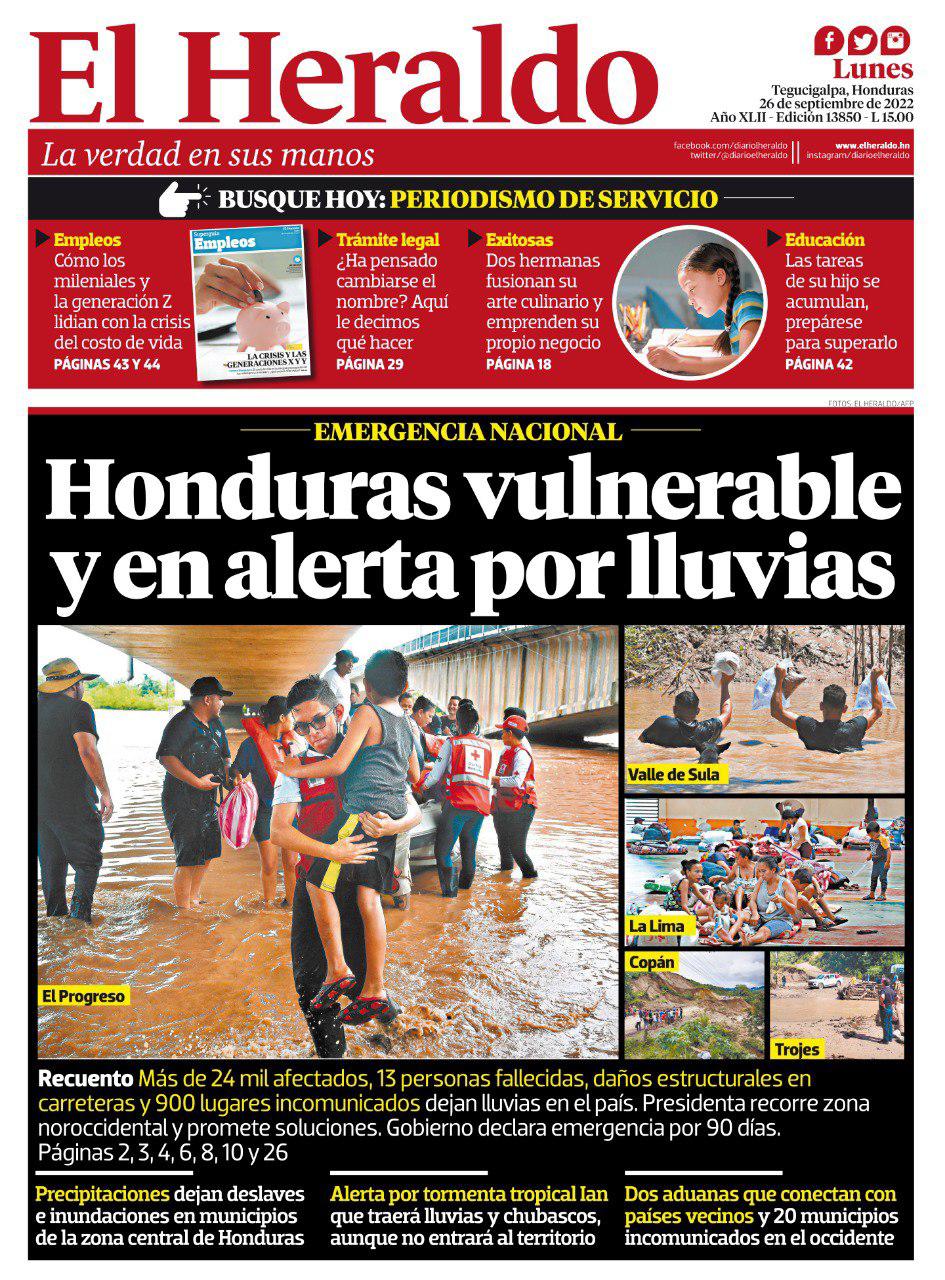 Honduras vulnerable y en alerta por lluvias
