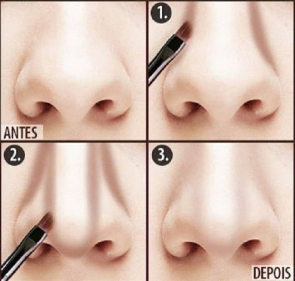 Así debe aplicarse el contorno en la nariz. Foto Pinterest.