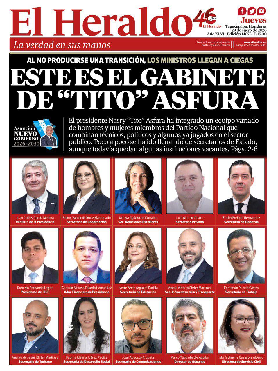 Este es el gabinete de “Tito” Asfura