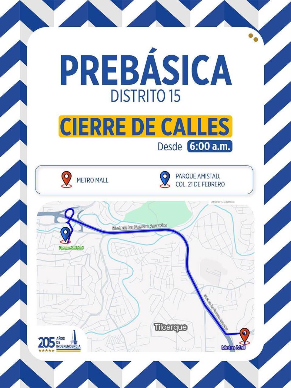 Calles cerradas este domingo6 de septiembre por desfiles de prebásica en Tegucigalpa