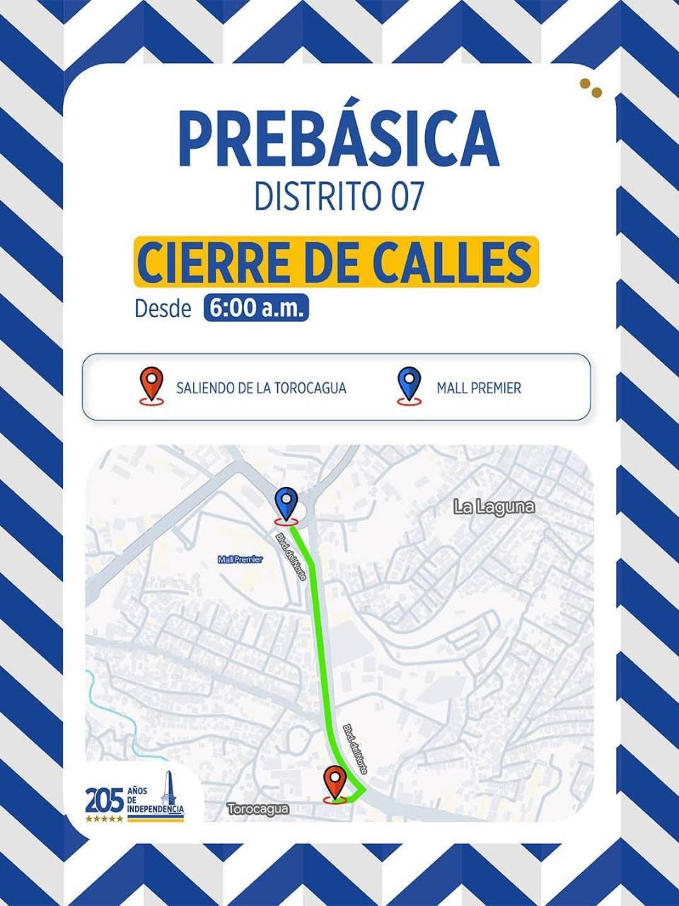 Calles cerradas este domingo6 de septiembre por desfiles de prebásica en Tegucigalpa