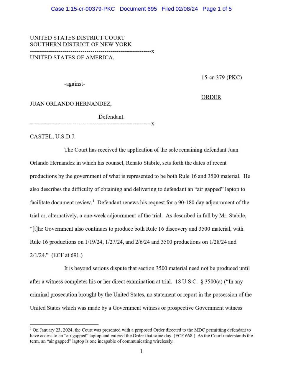 En directo: Juicio de Juan Orlando Hernández