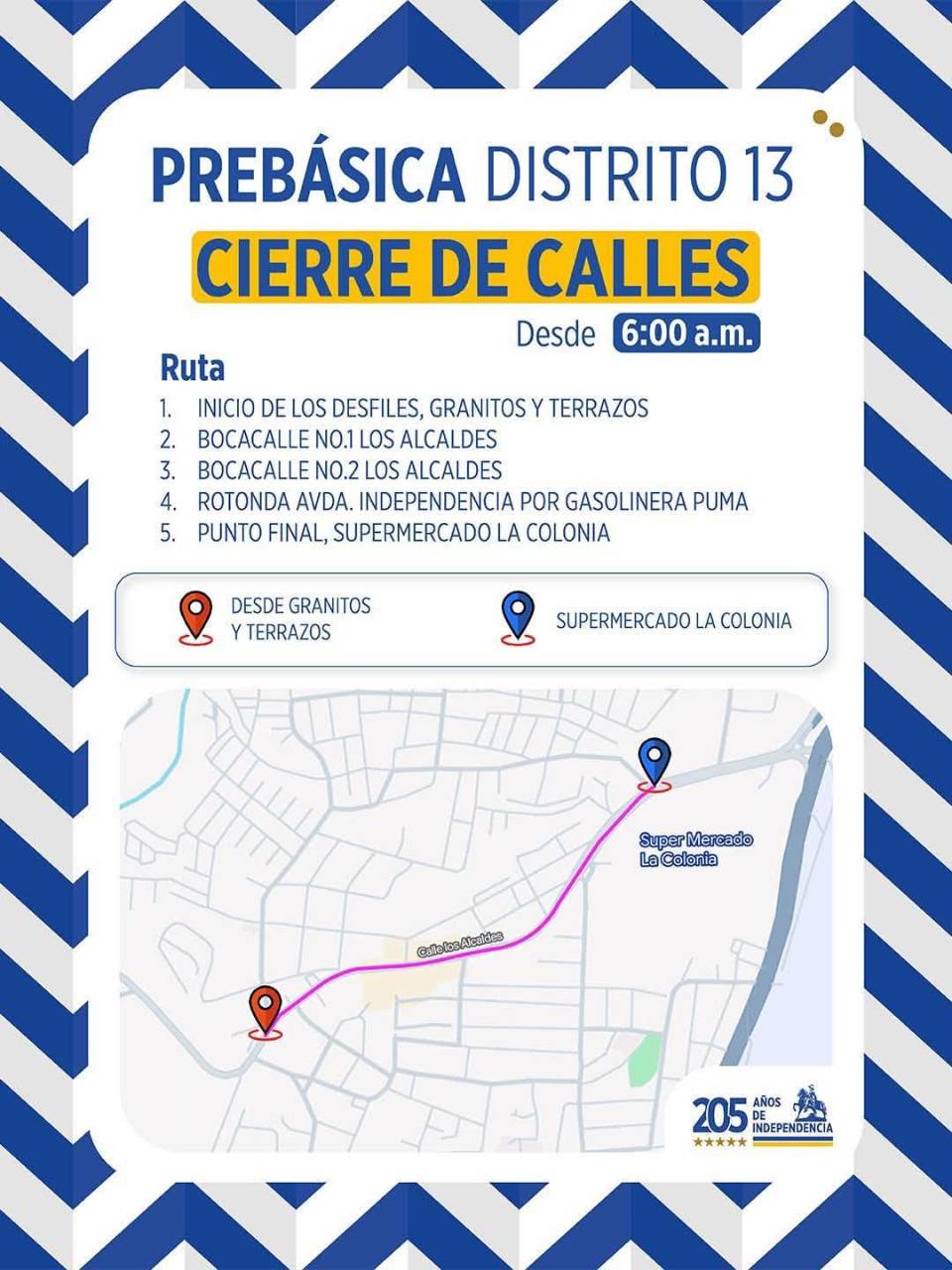 Calles cerradas este domingo6 de septiembre por desfiles de prebásica en Tegucigalpa