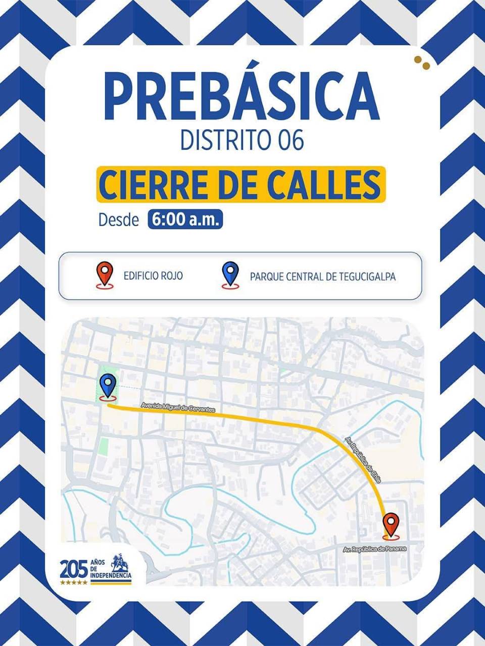 Calles cerradas este domingo6 de septiembre por desfiles de prebásica en Tegucigalpa