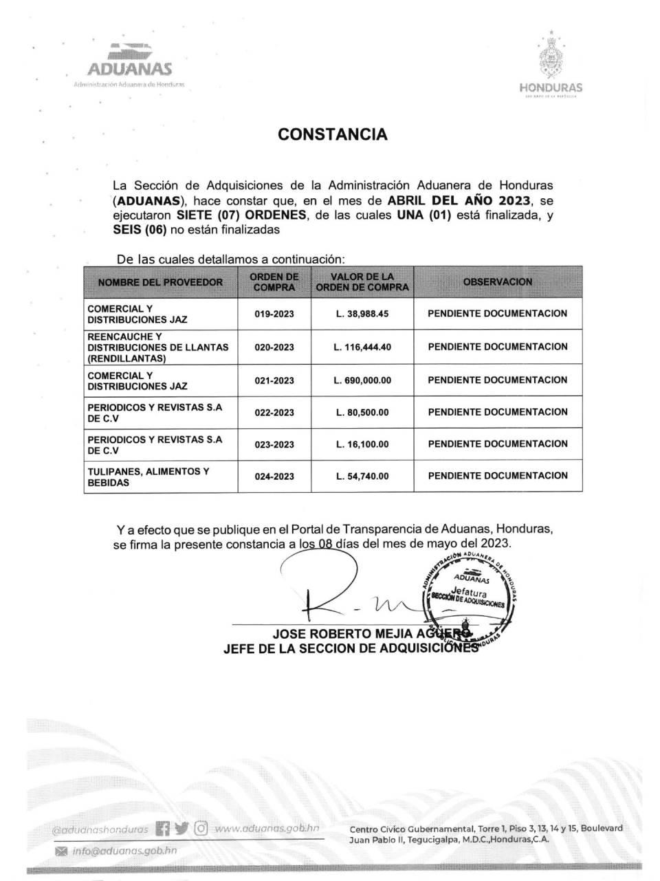 $!Tres meses después, en el portal de transparencia de Aduanas todavía falta la documentación soporte sobre los boletos comprados para viajar a Corea del Sur y Ecuador.
