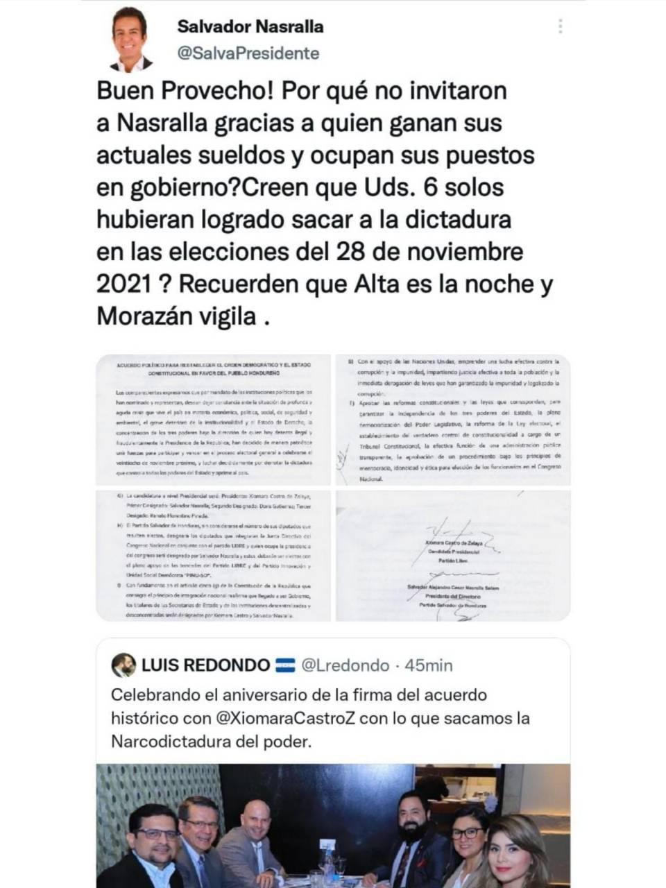 ¿Quiénes son los funcionarios del PSH criticados por Nasralla tras polémica fotografía?