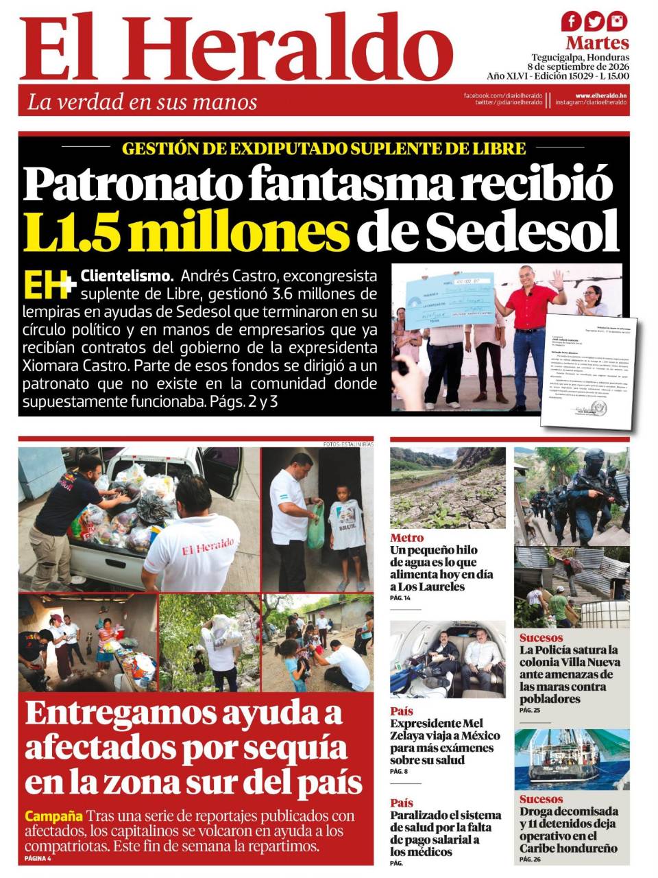 Patronato fantasma recibió L1.5 millones de Sedesol