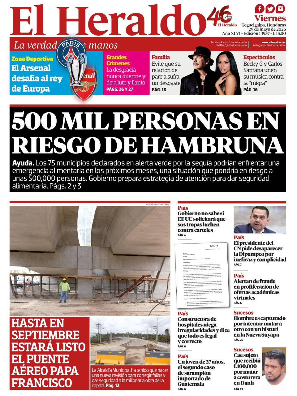 500 mil personas en riesgo de hambruna