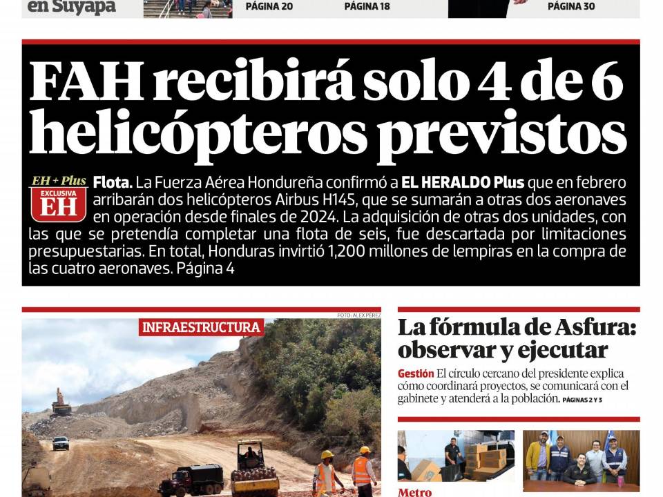 FAH recibirá solo 4 de 6 helicópteros previstos