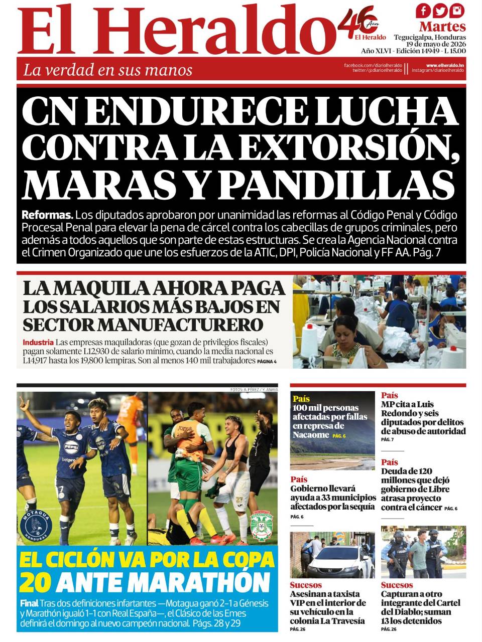 CN endurece lucha contra la extorsión, maras y pandillas