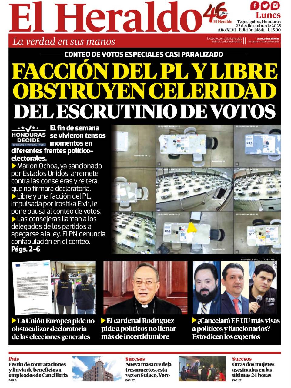 Facción del PL y Libre obstruyen celeridad del escrutinio de votos