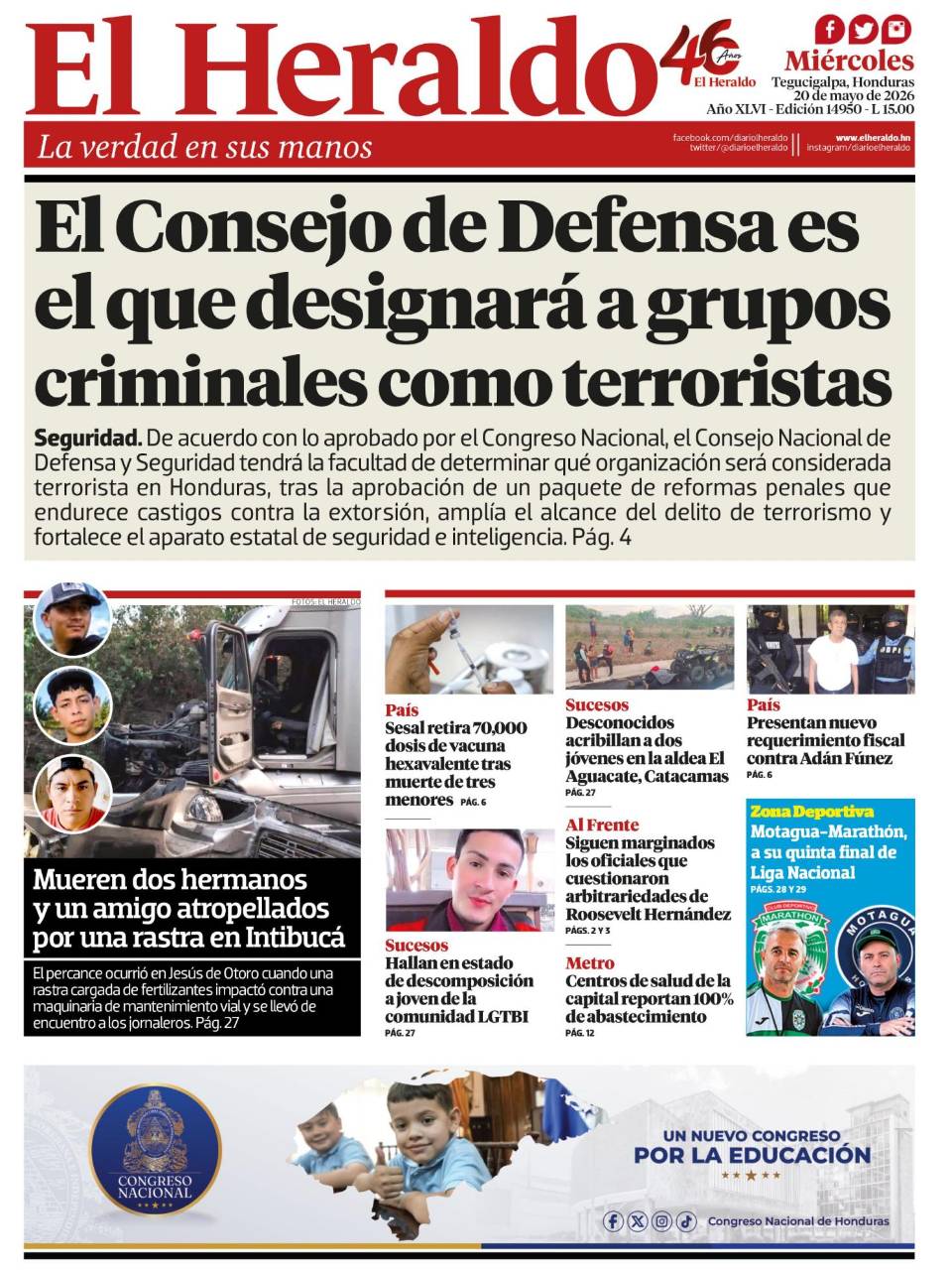 El Consejo de Defensa es el que designará a grupos criminales como terroristas