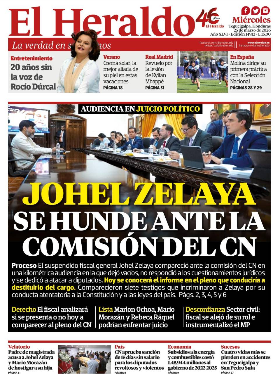 Johel Zelaya se hunde ante la comisión del CN