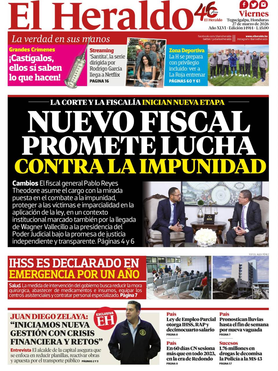 Nuevo fiscal promete lucha contra la impunidad