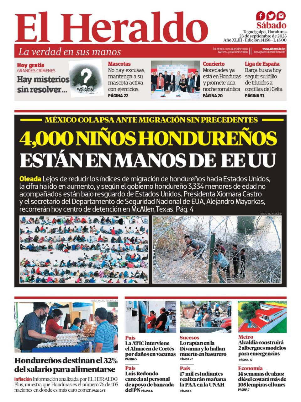 4,000 niños hondureños están en manos de EEUU