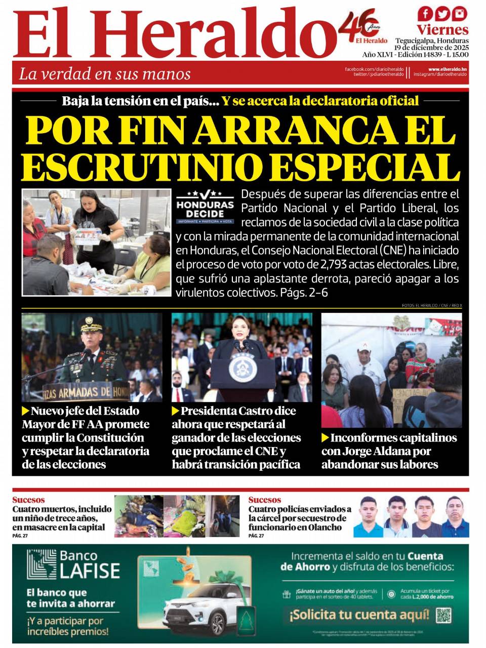 Por fin arranca el escrutinio especial