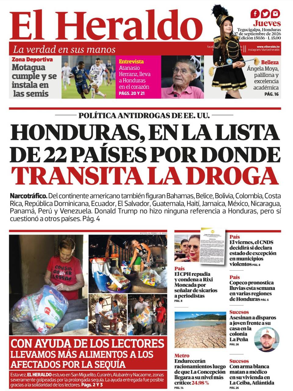 Honduras, en la lista de 22 países por donde transita la droga