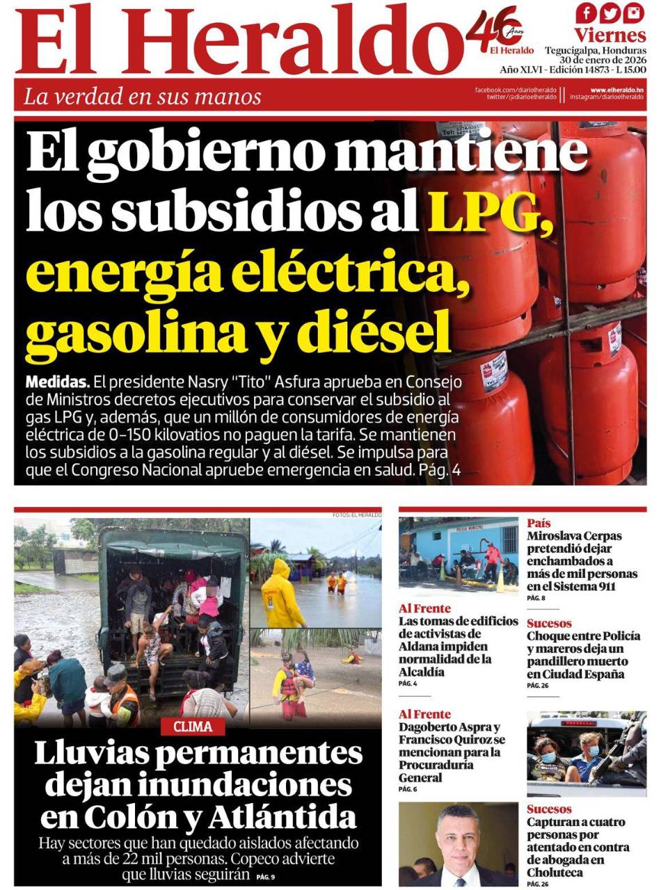 El gobierno mantiene los subsidios al LPG, energía eléctrica, gasolina y diésel