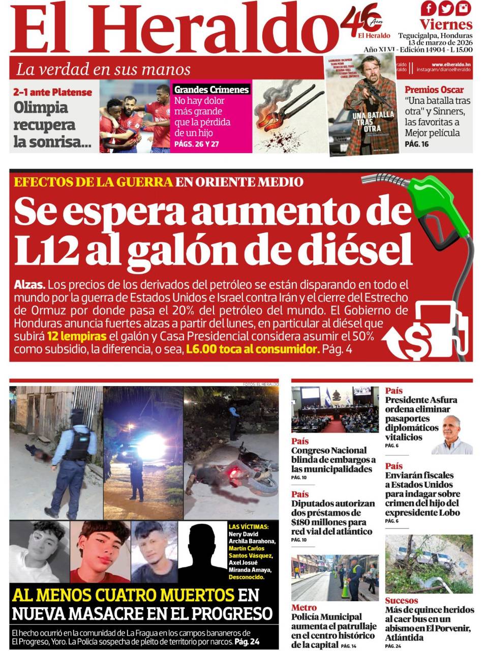 Se espera aumento de L12 al galón de diésel