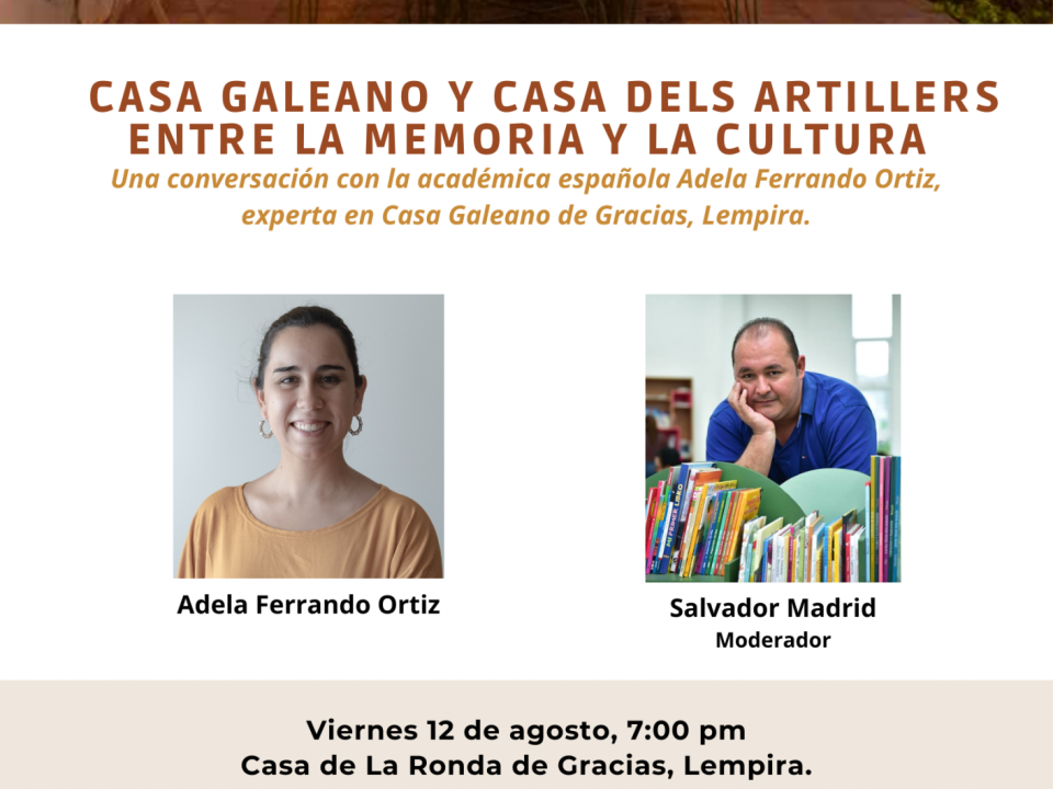 El escritor Salvador Madrid conversará con Adela Ferrando Ortiz, una experta en Casa Galeano.