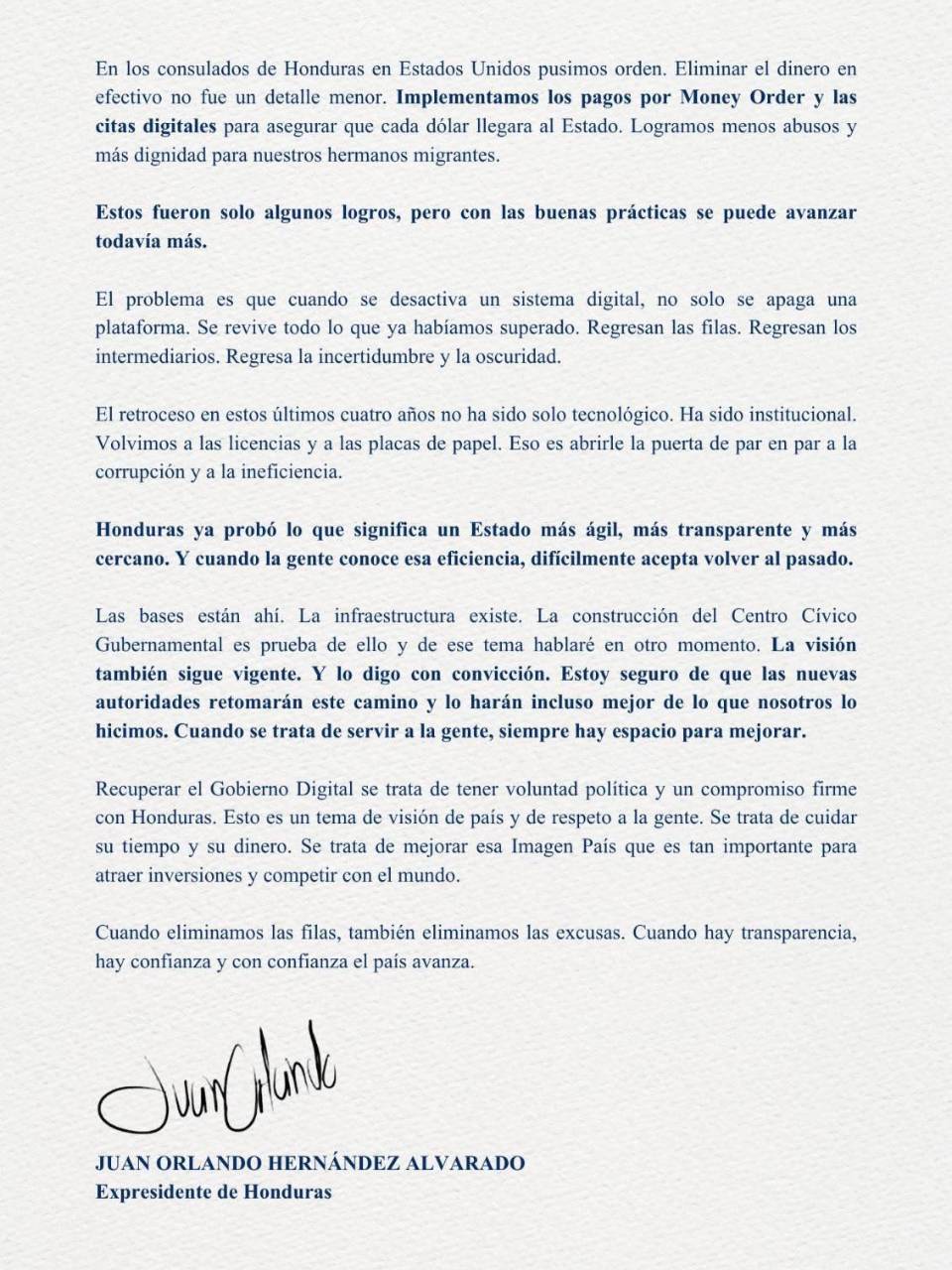 El expresidente plantea la necesidad de rescatar el gobierno digital en el país.