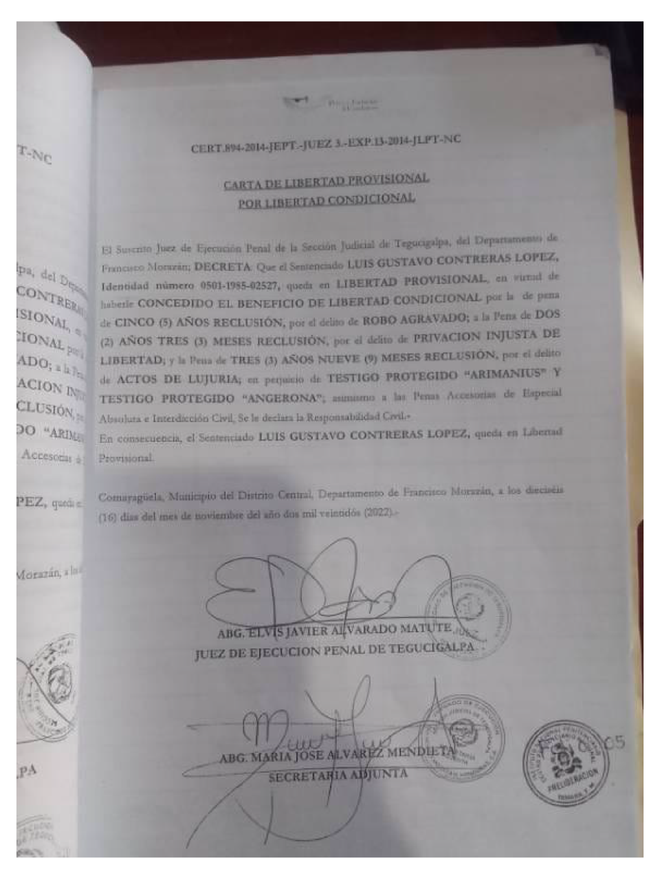 Esta es la otra carta del privado de libertad Luis Gustavo Contreras López. Él mismo se encargó de llevarla a Támara.