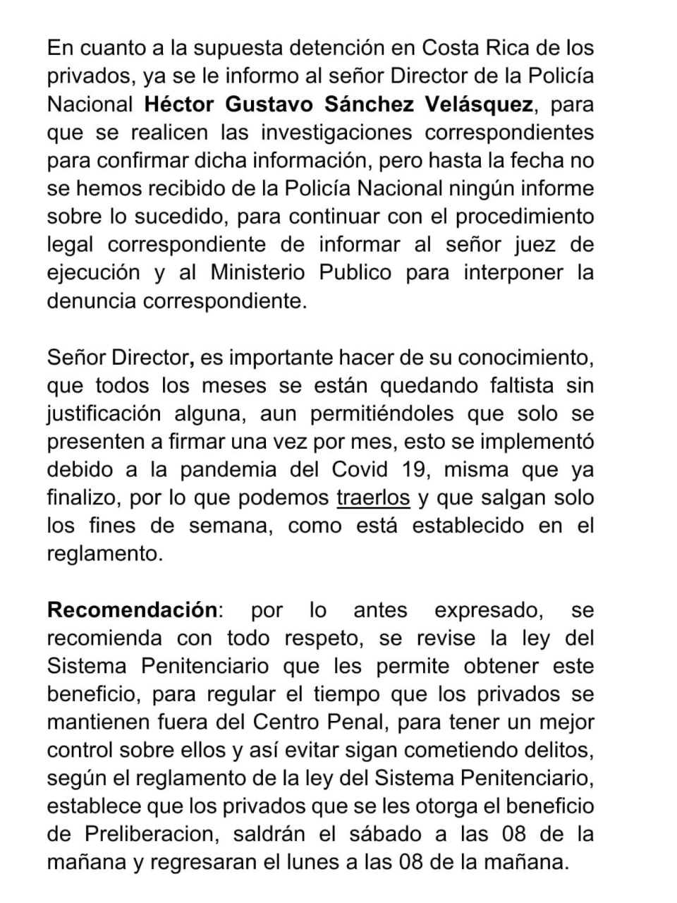 Gustavo Sánchez, ministro de Seguridad, estaba al tanto de las acciones que se estaban suscitando en Támara, de acuerdo con un informe al que tuvo acceso este rotativo.
