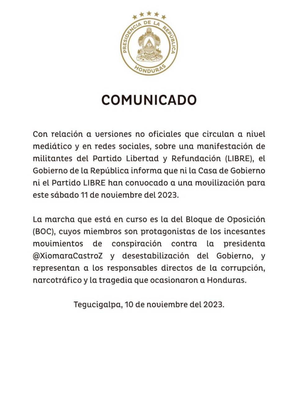 Colectivos de Libre también convocan a marcha; gobierno se desliga