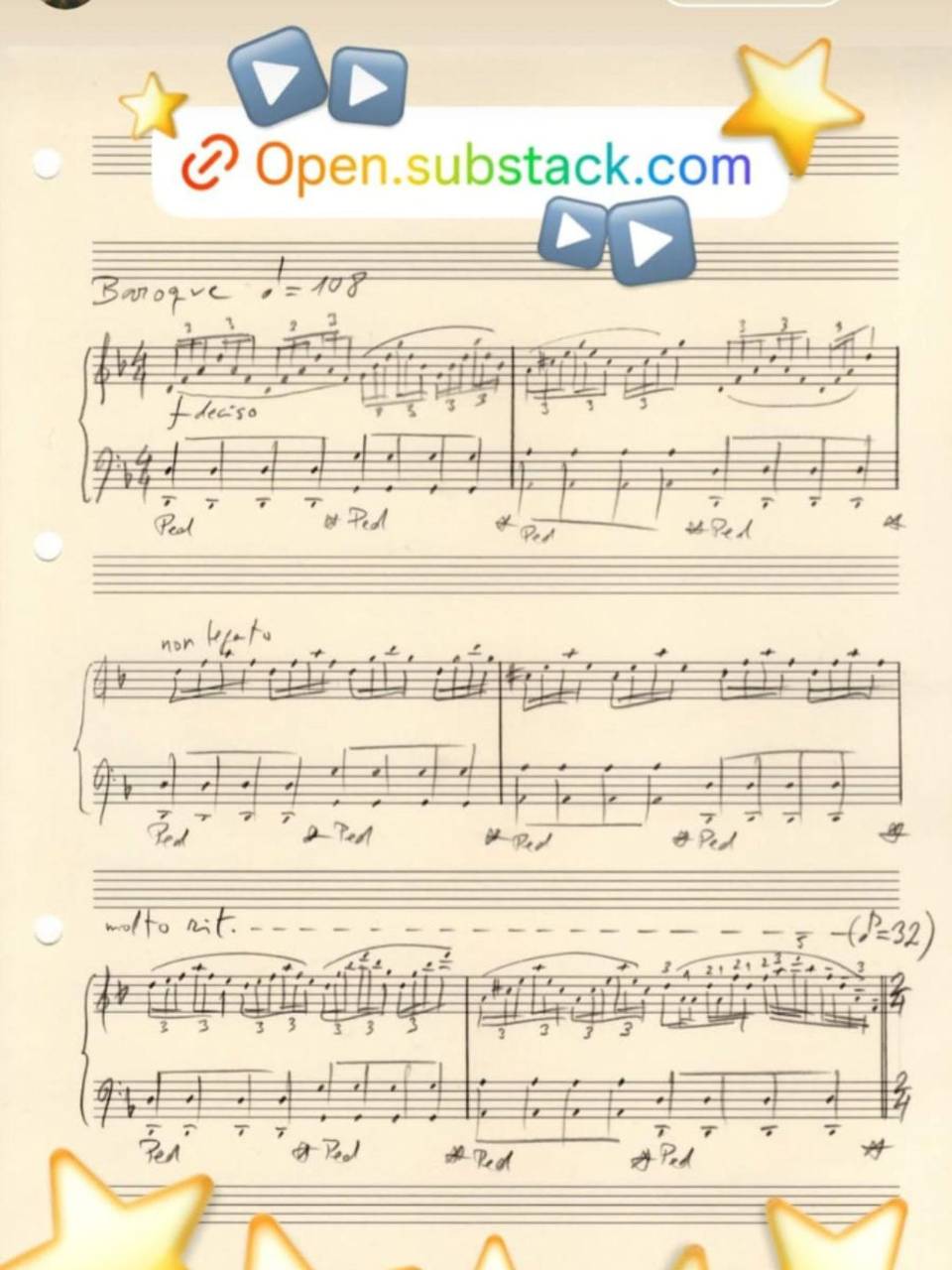 Esta es la partitura que la cantante española compartió en su cuenta de Instagram.