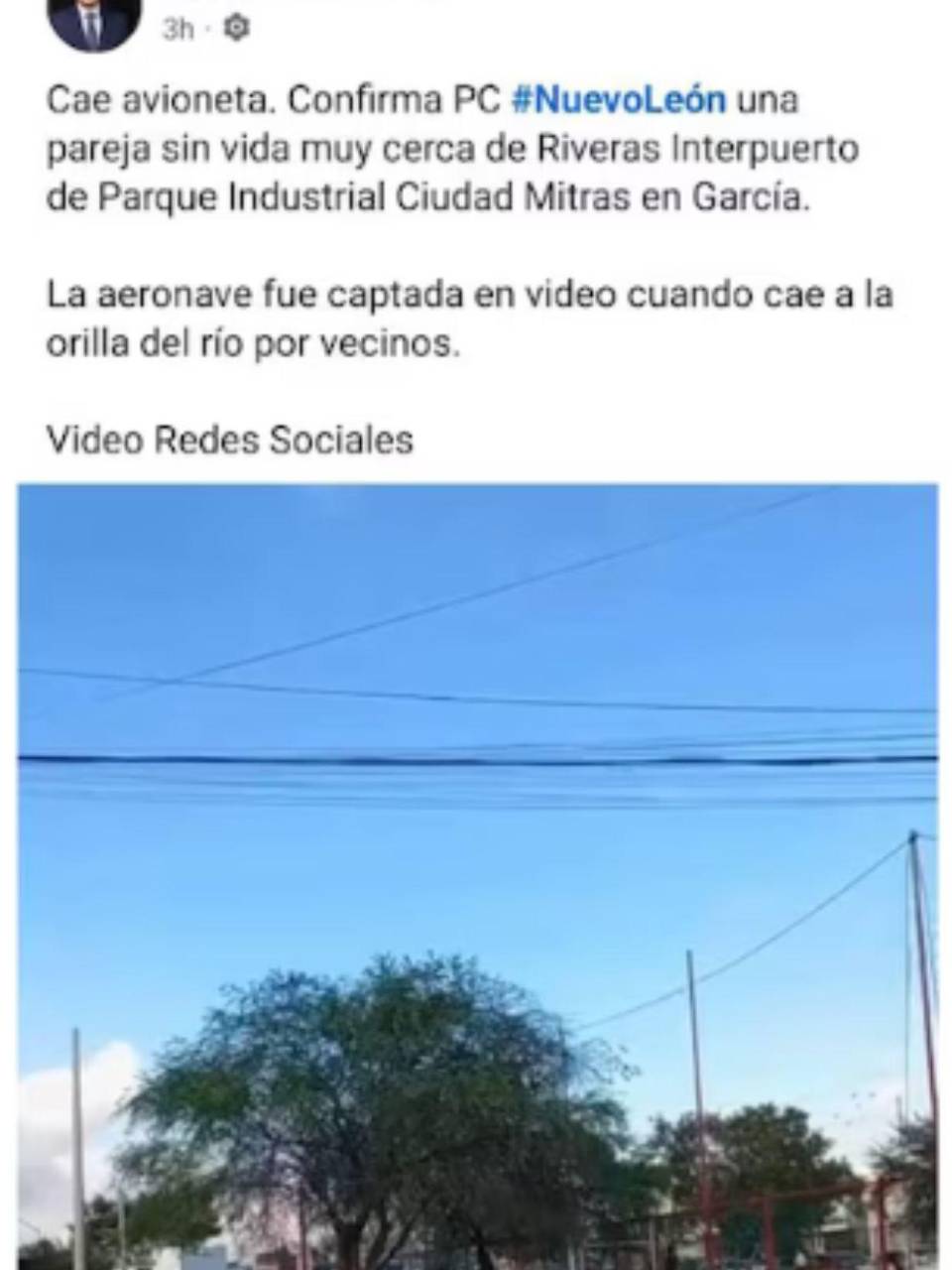 Esta fue la publicación de José Luis García anunciando el accidente donde murió Débora Estrella.