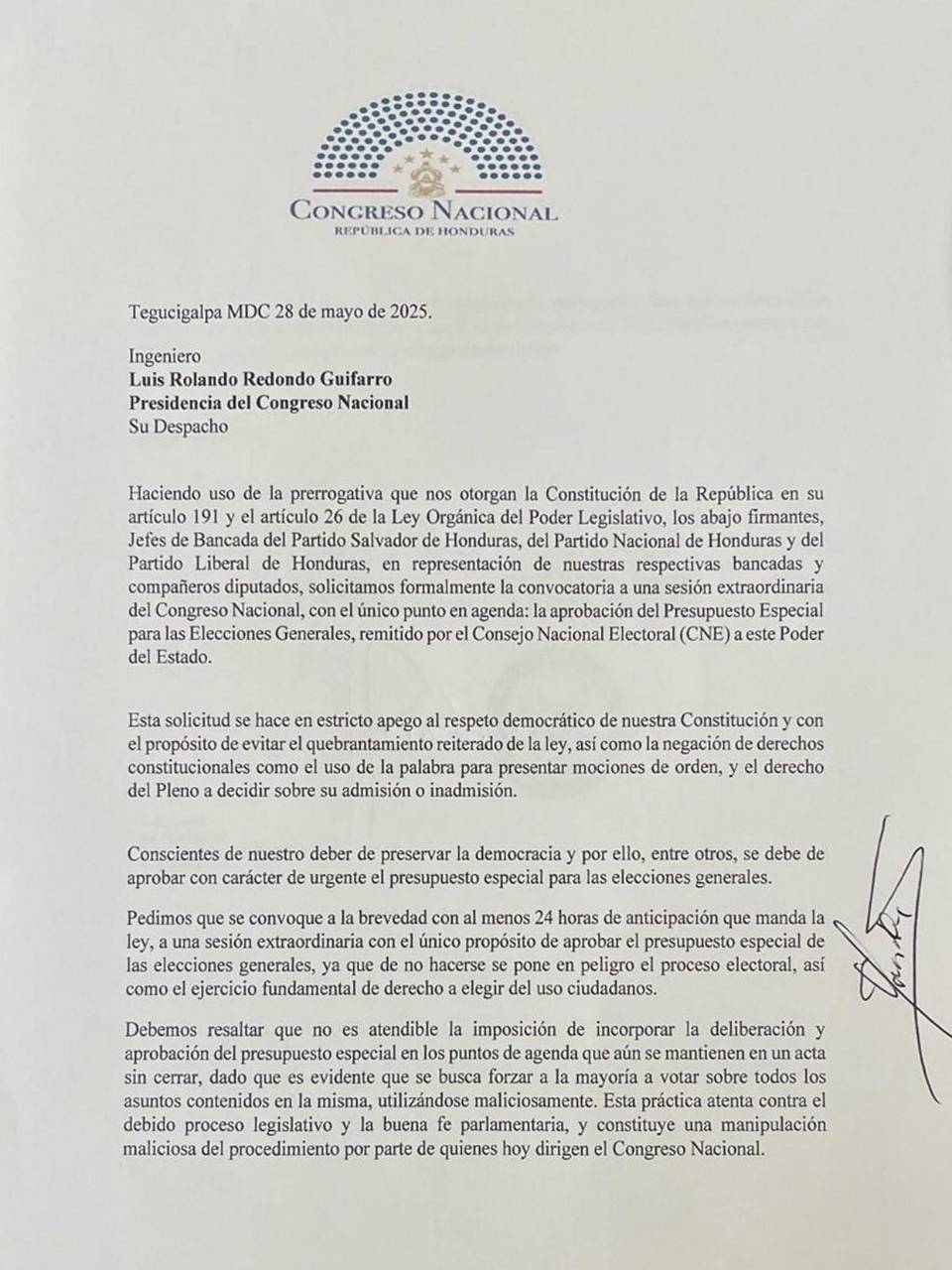 Bancadas de la oposición piden sesión extraordinaria para aprobar presupuesto electoral