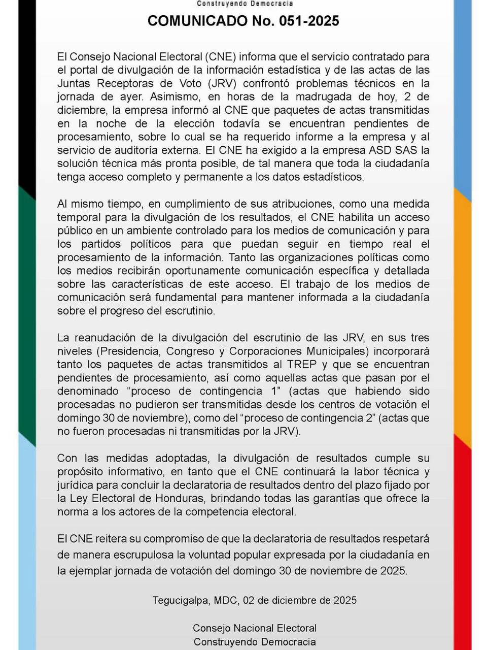 CNE reconoce fallas técnicas en divulgación de actas; exige solución a empresa contratada