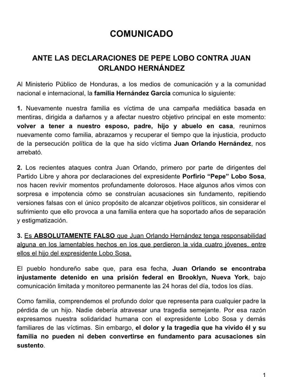 Juan Orlando Hernández niega vínculo con muerte de Said Lobo y pide al MP investigar informe del FBI