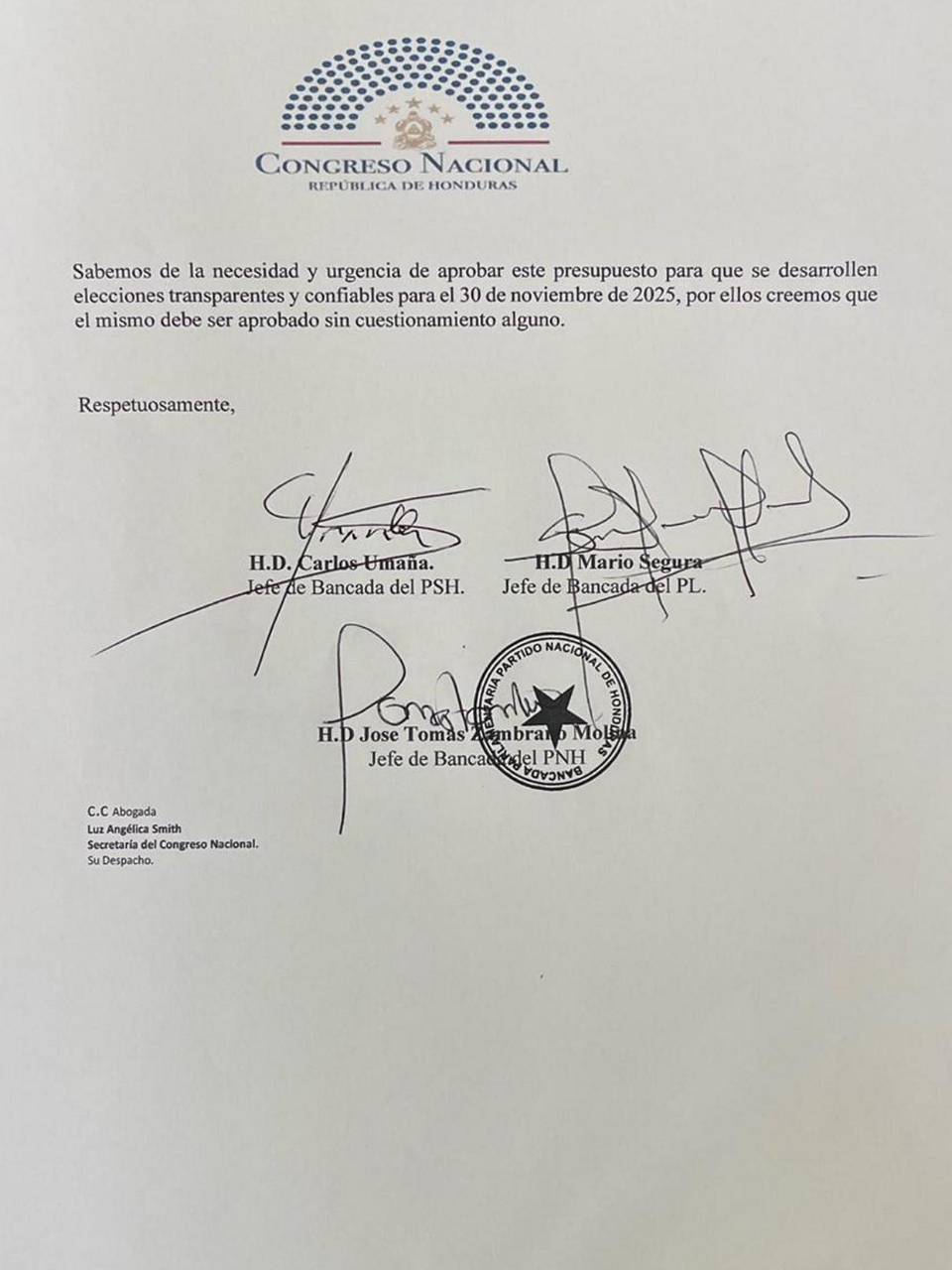 Bancadas de la oposición piden sesión extraordinaria para aprobar presupuesto electoral