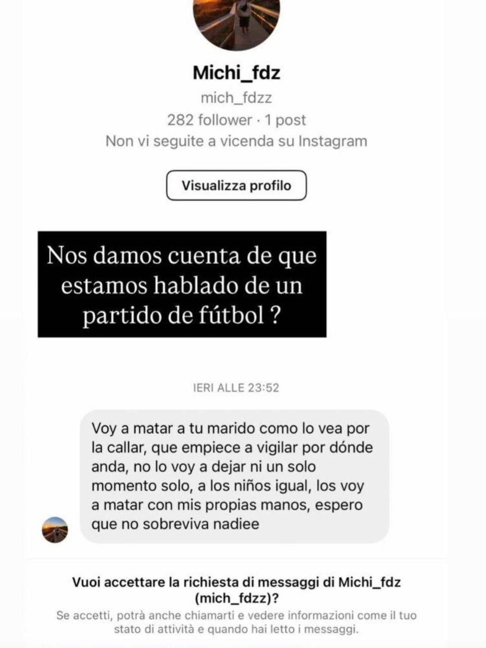 En sus historias de Instagram, Alice Campello, esposa de Álvaro Morata, ha recibido mensajes de amenazas a muerte hacia el futbolista y sus hijos.